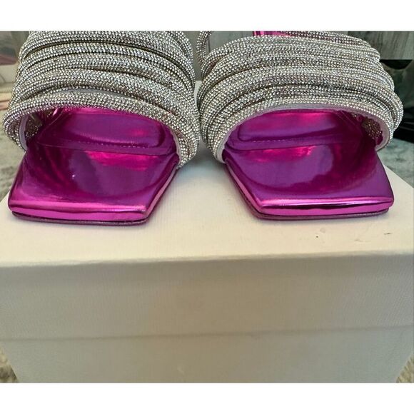 Jonathan Simkhai Lena Metallic Multi Crystal Strap Size 38 / 7.5 NEW - Picture 5 of 11